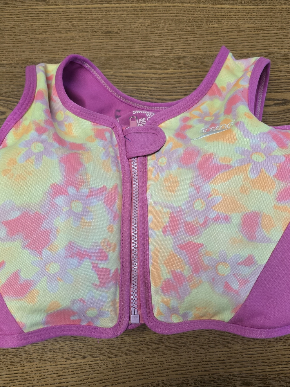 Speedo Girls Floral Pink Zip Front Swim Vest